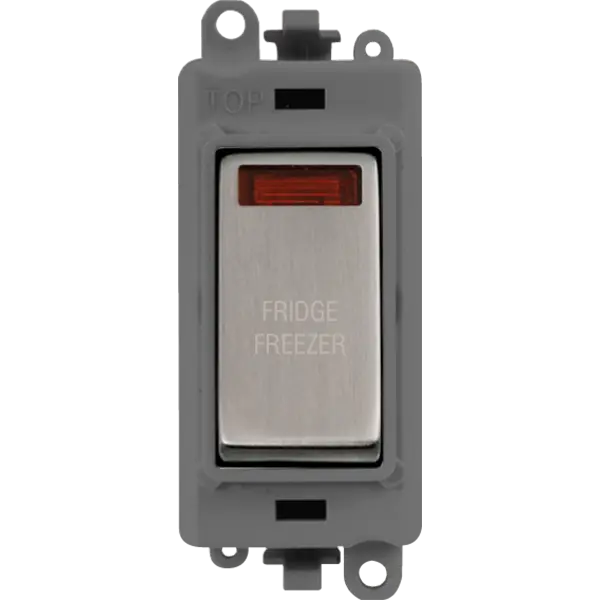 Click GridPro 20AX Double Pole Switch With Neon Module - Grey - Stainless Steel - Fridge Freezer – GM2018NGYSS-FF