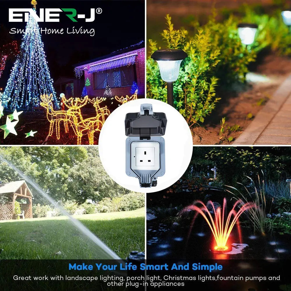 ENERJ Smart WiFi Outdoor Socket IP55 Hardwired | App & Voice Controlled | SHA5303
