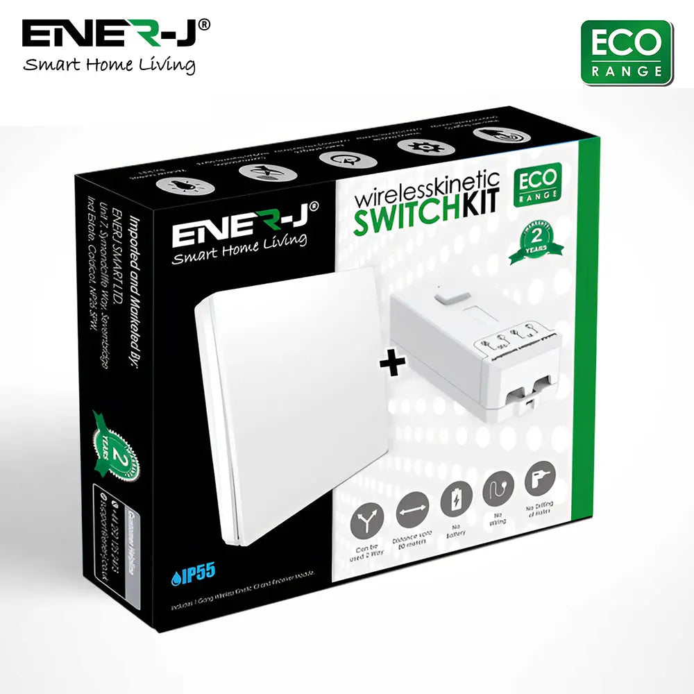 Ener-J WS1060X Wireless Kinetic Switch Bundle Kit | No Batteries, No Wiring, IP65 Waterproof