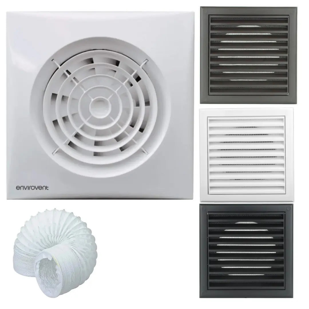 Envirovent SIL100T Extractor Fan Complete Kit - Fan, Grille & Ducting - Timer - ACAS Electrical