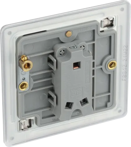 BG Nexus Screwless Flat Plate Brushed Steel Single Light Switch FBS12 10Amp