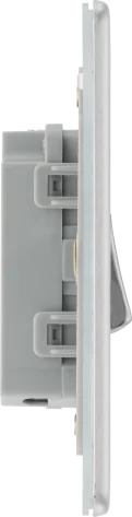 BG Nexus Screwless Flat Plate Brushed Steel Single Light Switch FBS12 10Amp