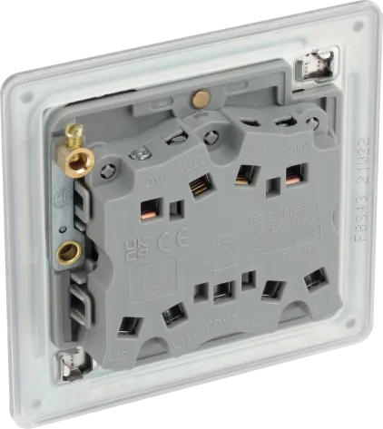 BG Nexus Screwless Flat Plate Brushed Steel Triple Light Switch FBS43 10Amp