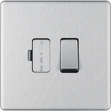 BG Nexus Screwless Flat Plate Brushed Steel Switched Fused Spur FBS50 13Amp