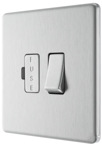 BG Nexus Screwless Flat Plate Brushed Steel Switched Fused Spur FBS50 13Amp