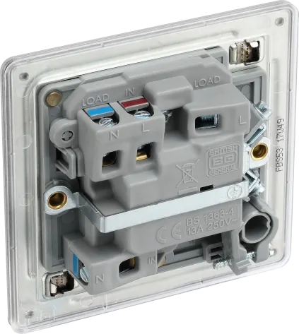 BG Nexus Screwless Flat Plate Brushed Steel Switched Fused Spur with Neon and Cable Entry FBS53 13Amp