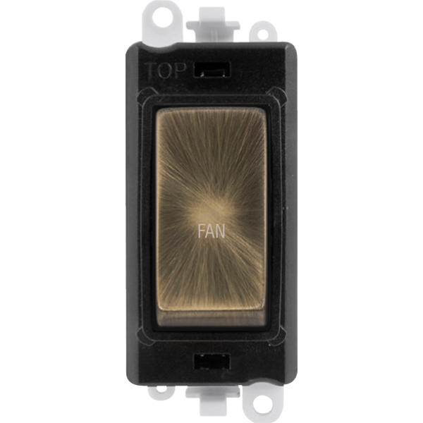 Click GridPro 20AX Double Pole Switch Module - Black - Antique Brass - Fan – GM2018BKAB-FN