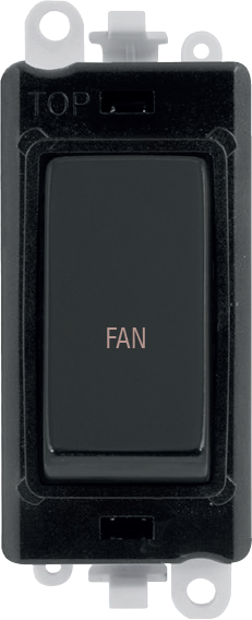 Click GridPro 20AX Double Pole Switch Module - Black - Matt Black - Fan – GM2018BKMB-FN
