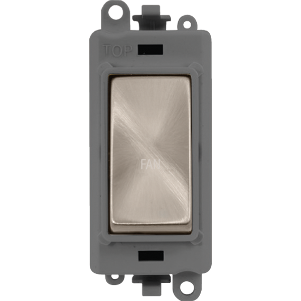 Click GridPro 20AX Double Pole Switch Module - Grey - Brushed Stainless - Fan – GM2018GYBS-FN