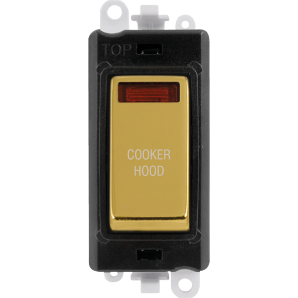 Click GridPro 20AX Double Pole Switch With Neon Module - Black - Polished Brass - Cooker Hood – GM2018NBKBR-CH