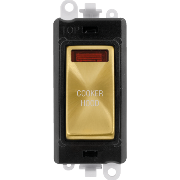 Click GridPro 20AX Double Pole Switch With Neon Module - Black - Satin Brass - Cooker Hood – GM2018NBKSB-CH