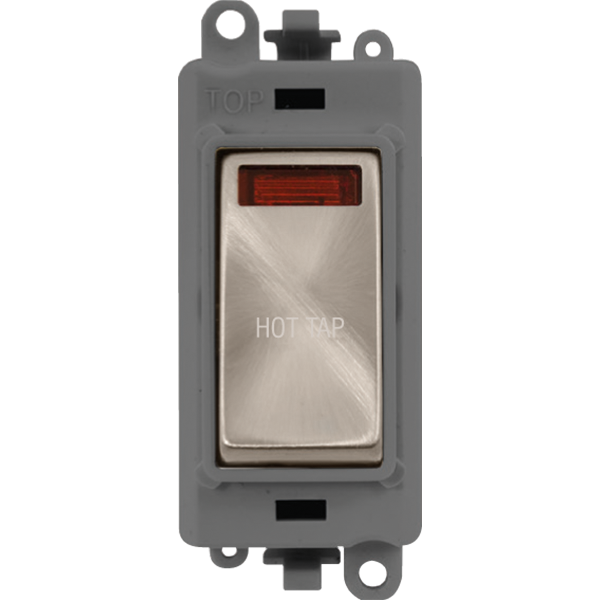 Click GridPro 20AX Double Pole Switch With Neon Module - Grey - Brushed Stainless - Hot Tap – GM2018NGYBS-HT
