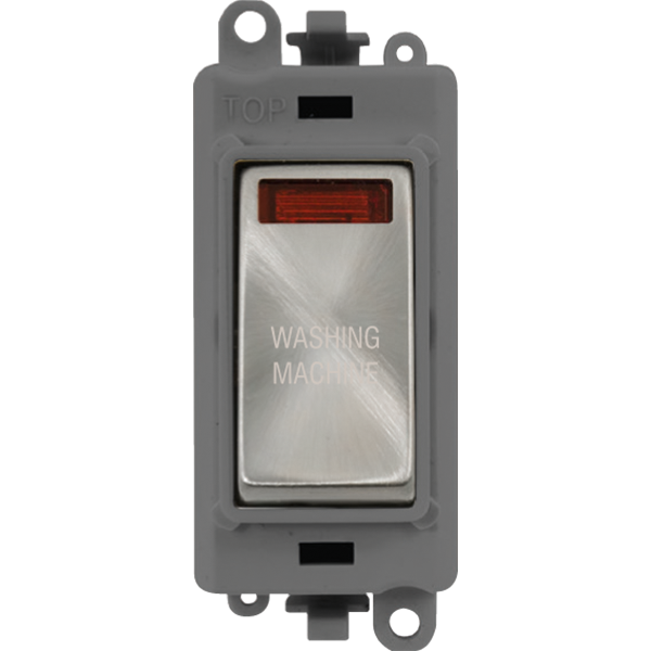 Click GridPro 20AX Double Pole Switch With Neon Module - Grey - Satin Chrome - Washing Machine – GM2018NGYSC-WM
