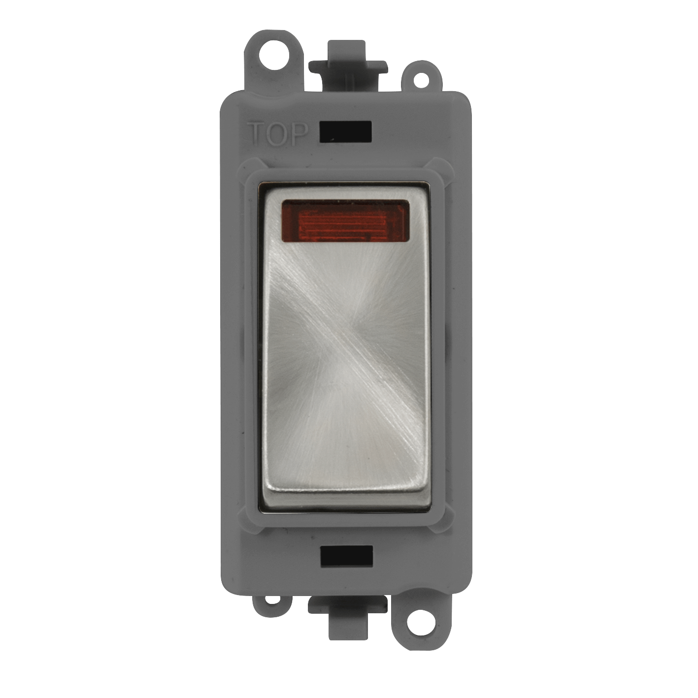 Click GridPro 20AX Double Pole Switch With Neon Module - Grey - Satin Chrome – GM2018NGYSC