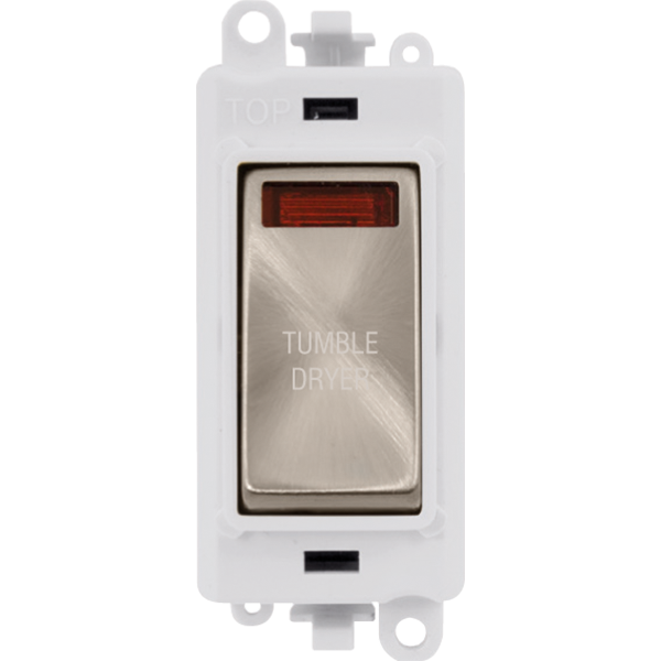 Click GridPro 20AX Double Pole Switch With Neon Module - Polar White - Brushed Stainless - Tumble Dryer – GM2018NPWBS-TD