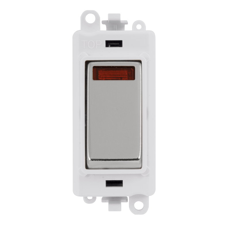 Click GridPro 20AX Double Pole Switch With Neon Module - Polar White - Polished Chrome – GM2018NPWCH