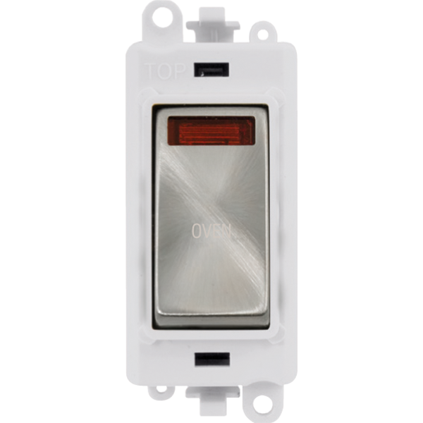 Click GridPro 20AX Double Pole Switch With Neon Module - Polar White - Satin Chrome - Oven – GM2018NPWSC-OV
