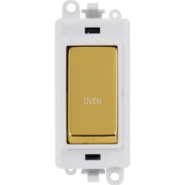 Click GridPro 20AX Double Pole Switch Module - Polar White - Polished Brass - Oven – GM2018PWBR-OV