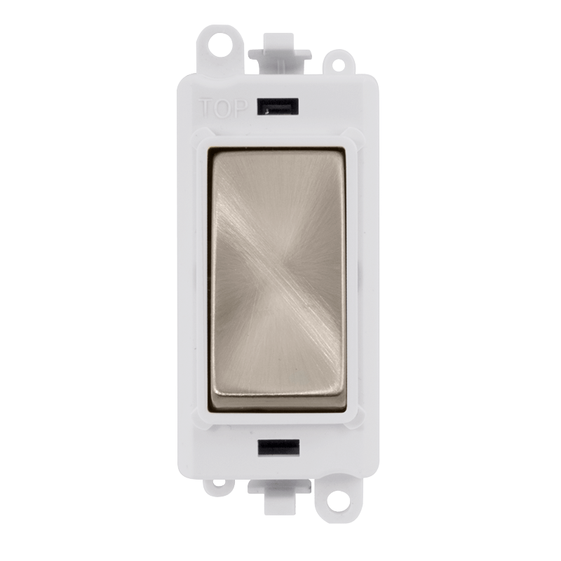 Click GridPro 20AX Double Pole Switch Module - Polar White - Brushed Stainless – GM2018PWBS