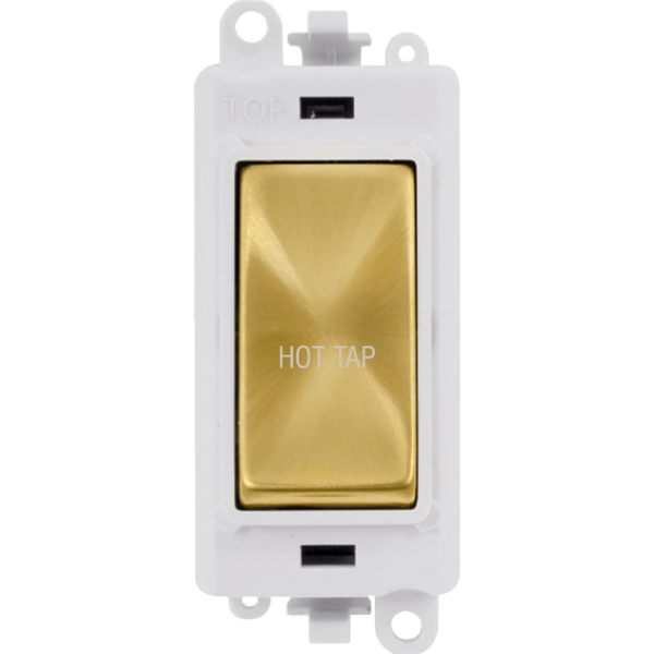 Click GridPro 20AX Double Pole Switch Module - Polar White - Satin Brass - Hot Tap – GM2018PWSB-HT