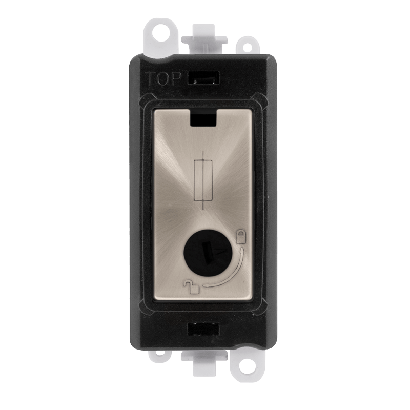Click GridPro 13A Fused Lockable Module - Black - Brushed Stainless – GM2047-LBKBS