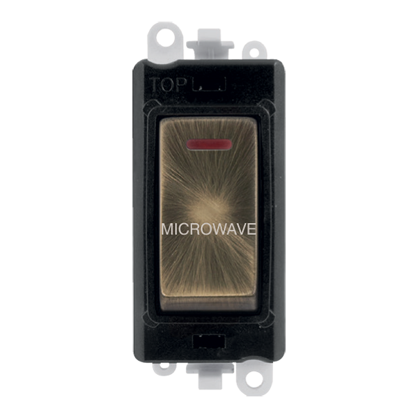 Click GridPro 20AX Double Pole Switch With LED Module - Black - Antique Brass - Microwave – GM2218BKAB-MW