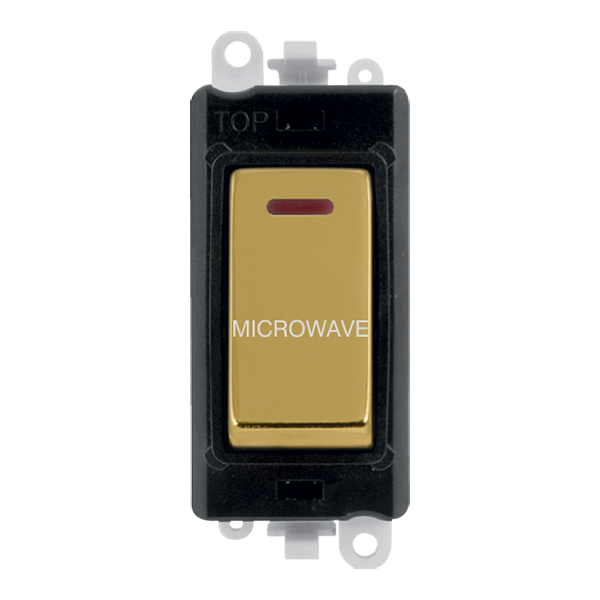 Click GridPro 20AX Double Pole Switch With LED Module - Black - Polished Brass - Microwave – GM2218BKBR-MW