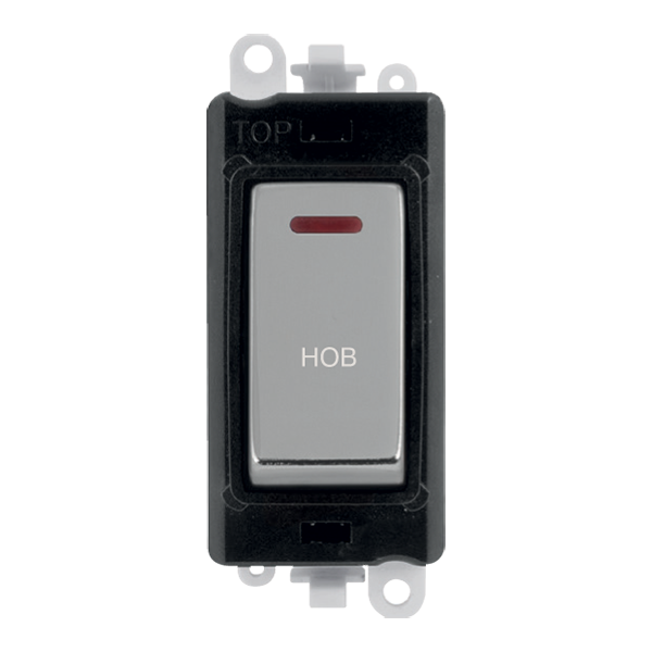 Click GridPro 20AX Double Pole Switch With LED Module - Black - Polished Chrome - Hob – GM2218BKCH-HB
