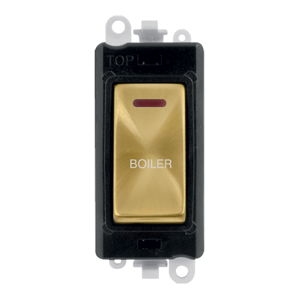 Click GridPro 20AX Double Pole Switch With LED Module - Black - Satin Brass - Boiler – GM2218BKSB-BL