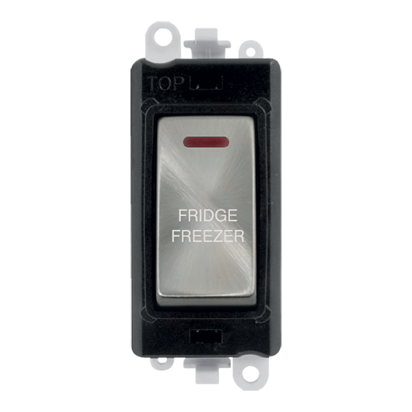 Click GridPro 20AX Double Pole Switch With LED Module - Black - Satin Chrome - Fridge Freezer – GM2218BKSC-FF