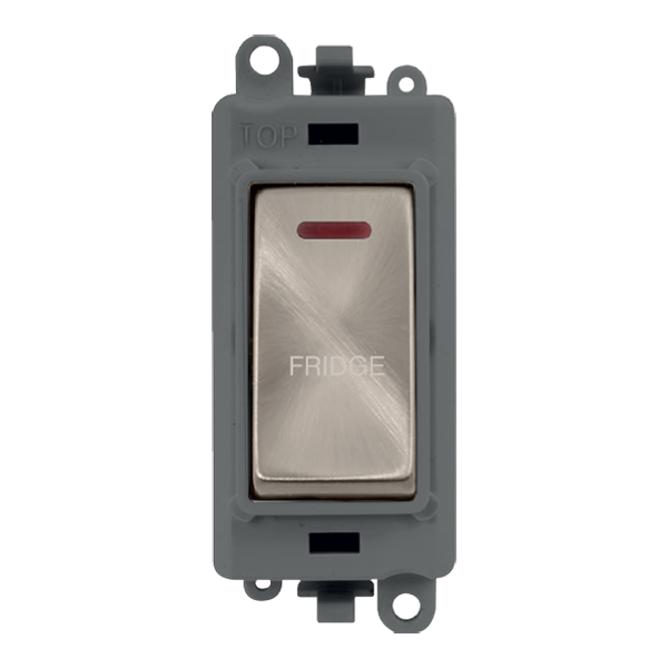 Click GridPro 20AX Double Pole Switch With LED Module - Grey - Brushed Stainless - Fridge – GM2218GYBS-FD