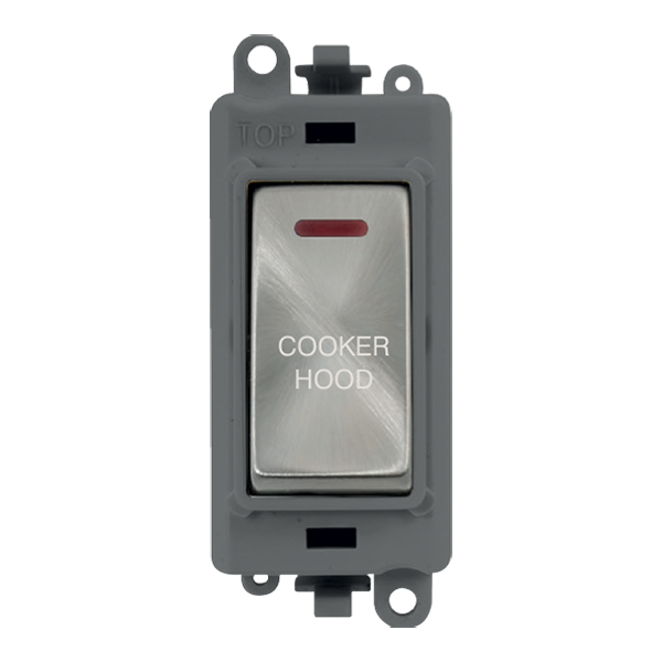 Click GridPro 20AX Double Pole Switch With LED Module - Grey - Satin Chrome - Cooker Hood – GM2218GYSC-CH