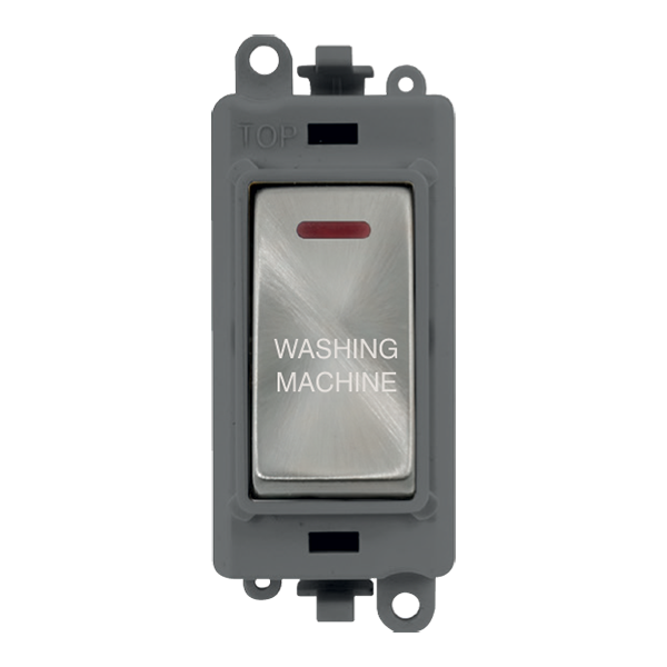 Click GridPro 20AX Double Pole Switch With LED Module - Grey - Satin Chrome - Washing Machine – GM2218GYSC-WM