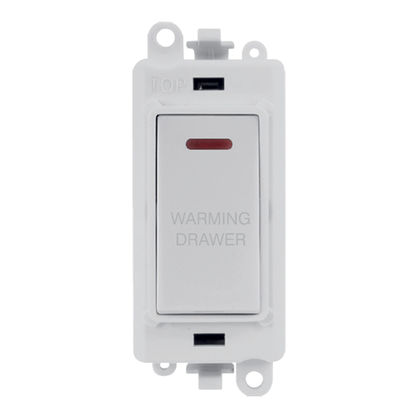 Click GridPro 20AX Double Pole Switch With LED Module - Polar White - Warming Drawer – GM2218PW-WDR