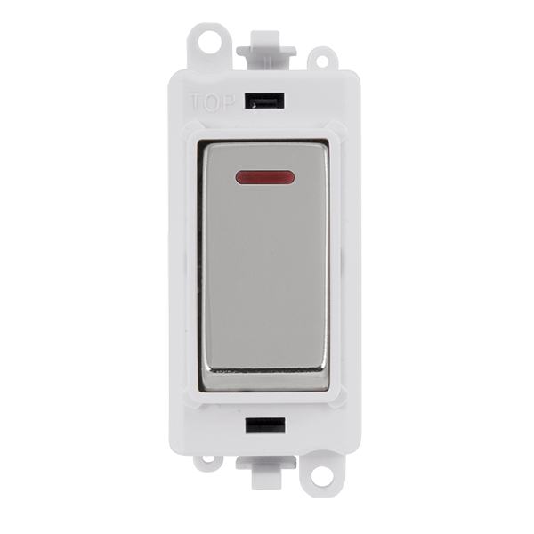 Click GridPro 20AX Double Pole Switch With LED Module - Polar White - Polished Chrome – GM2218PWCH