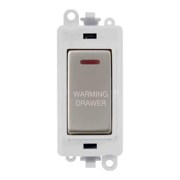 Click GridPro 20AX Double Pole Switch With LED Module - Polar White - Pearl Nickel - Warming Drawer – GM2218PWPN-WDR