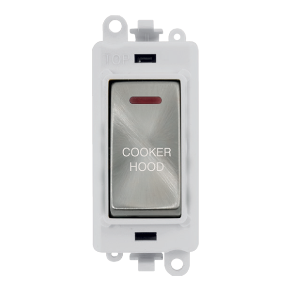 Click GridPro 20AX Double Pole Switch With LED Module - Polar White - Satin Chrome - Cooker Hood – GM2218PWSC-CH