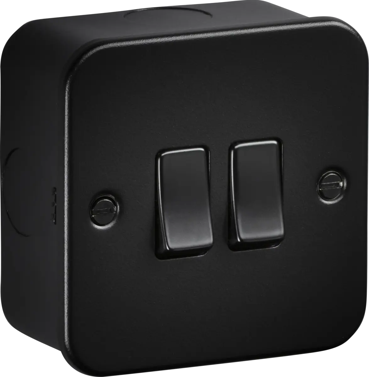 Knightsbridge Metal Clad Black 10AX 2G 2-way Switch – M3000TB Knightsbridge