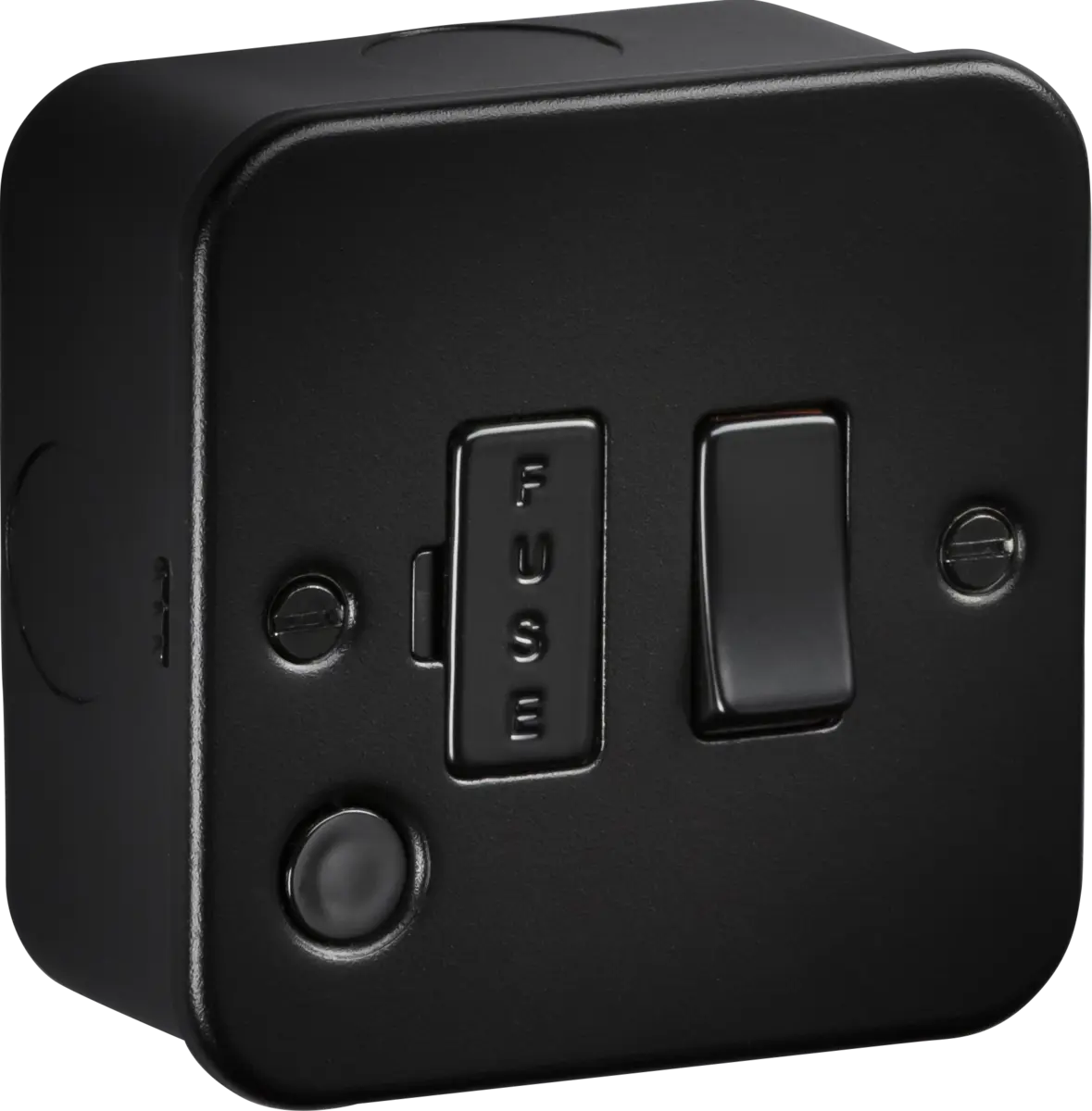 Knightsbridge Metal Clad Black 13A Switched Fused Spur with Flex Outlet – M6300FTB Knightsbridge