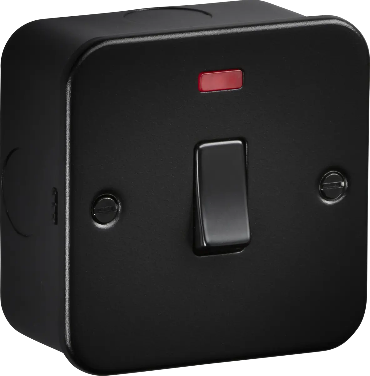 Knightsbridge Metal Clad Black 20A 1G DP Switch with Neon – M8341NTB Knightsbridge
