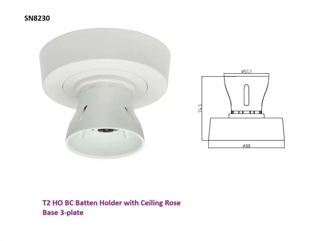Knightsbridge T2 BC B22 Batten & Cord Grip Lampholder – White – SN8210 SN8220 SN8230 SN8250