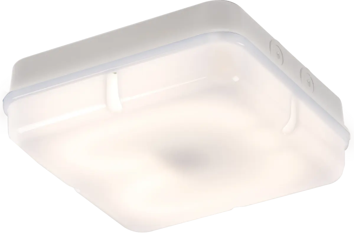 Knightsbridge IP65 28W HF Square Emergency Bulkhead  with Opal Diffuser and White Base – TPS28WOEMHF