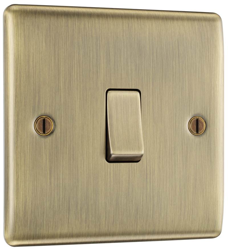 BG Nexus Metal 1 Gang Light Switch in Antique Brass- NAB12-01