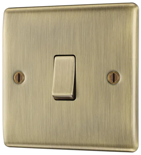 BG Nexus Metal 1 Gang Light Switch in Antique Brass- NAB12-01