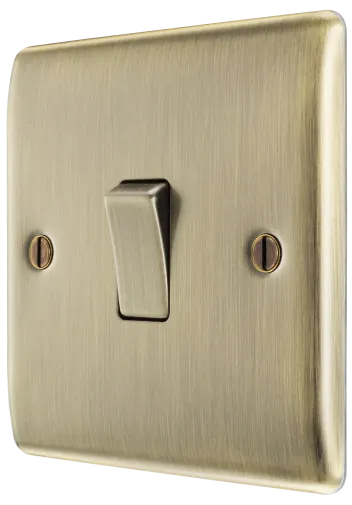 BG Nexus Metal 1 Gang Light Switch in Antique Brass- NAB12-01