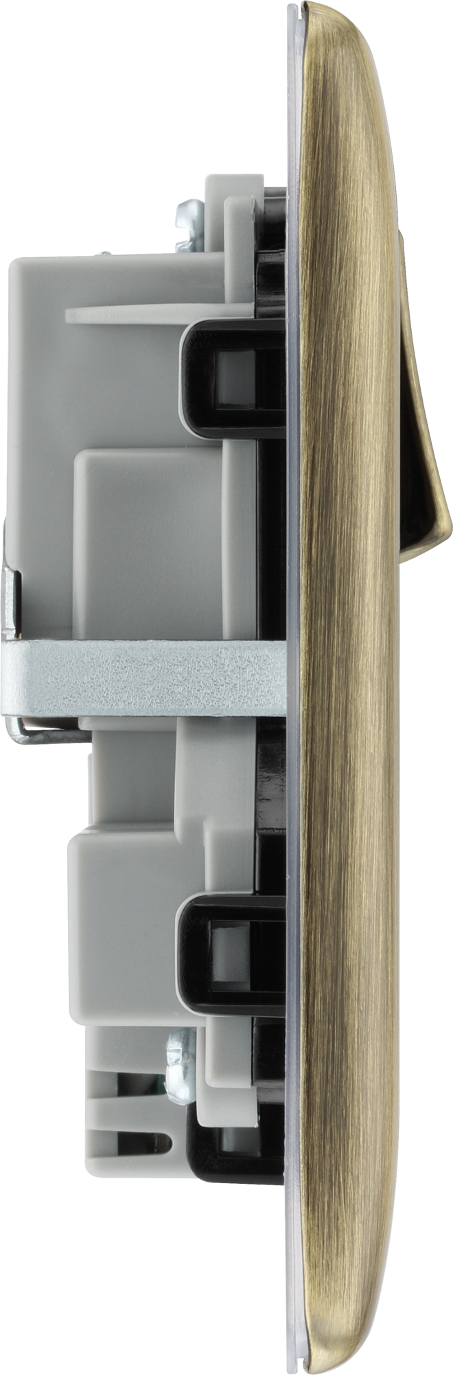 BG Nexus Metal USB USBC 12W Double Socket in Antique Brass with Black Insert NAB22UAC12B