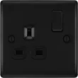 BG Nexus Metal Matt Black Single Socket 1 Gang 13A Double Pole Switched Socket - NFB21B