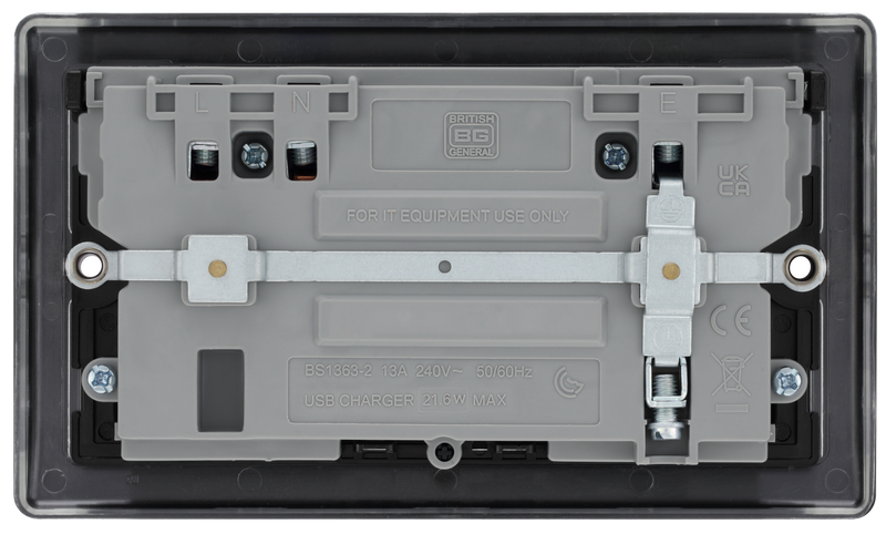 BG Nexus Metal USB USBC 22W Double Socket in Matt Black NFB22UAC22B