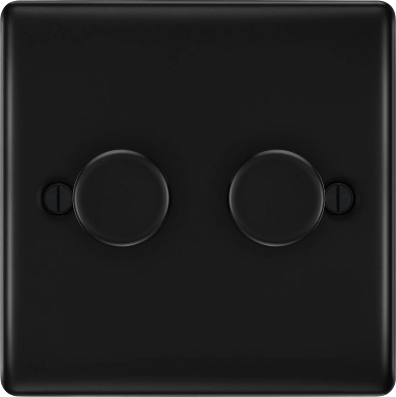 BG Nexus Metal 2 Gang Dimmer Switch in Matt Black