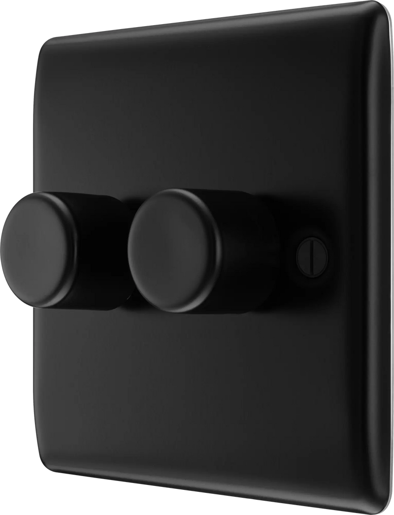 BG Nexus Metal 2 Gang Dimmer Switch in Matt Black